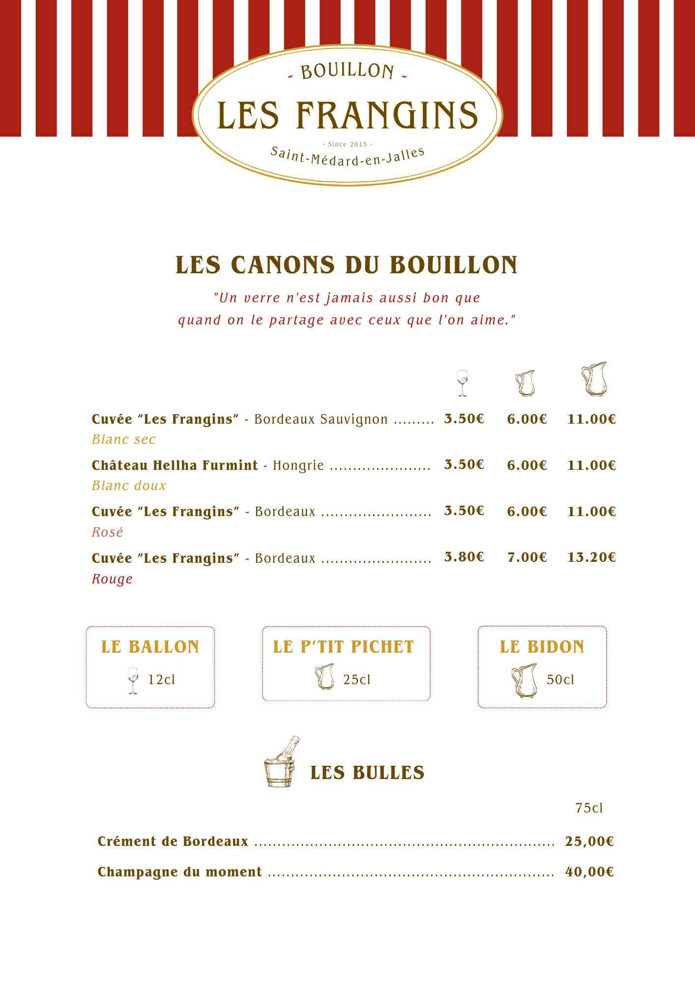 Bouillon Les Frangins - Les canons Carte Les Frangins